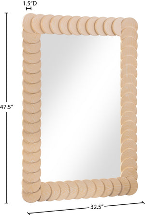 Meridian Furniture Revolve Hand-carved Oak Veneer Wall Mirror with Bold Art Deco Relief Frame for Any Room Natural 32.5" W x 47.5" H 66034Natural-M