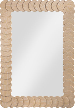 Meridian Furniture Revolve Hand-carved Oak Veneer Wall Mirror with Bold Art Deco Relief Frame for Any Room Natural 32.5" W x 47.5" H 66034Natural-M