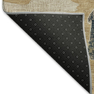 HomeRoots 5' X 8' Charming Gold Ivory and Blue Bear Indoor Outdoor Rug – Durable, Washable, Versatile Design! 660350