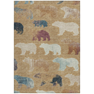 HomeRoots 9' X 12' Charming Gold, Ivory & Blue Bear Washable Area Rug for Indoor/Outdoor Style & Durability 660353