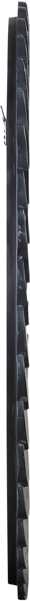 Meridian Furniture Revolve Hand-carved Oak Veneer Wall Mirror with Bold Art Deco Relief Frame for Any Room Black 40" W x 40" H 66035Black-M