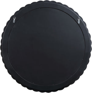 Meridian Furniture Revolve Hand-carved Oak Veneer Wall Mirror with Bold Art Deco Relief Frame for Any Room Black 40" W x 40" H 66035Black-M