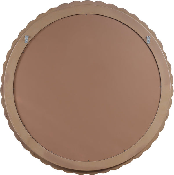 Meridian Furniture Revolve Hand-carved Oak Veneer Wall Mirror with Bold Art Deco Relief Frame for Any Room Brown 40" W x 40" H 66035Brown-M