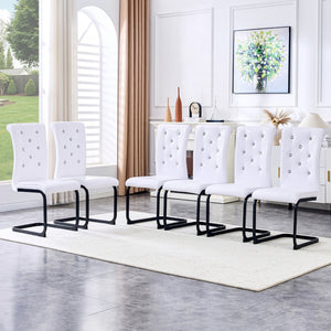 English Elm Luxury Pu Upholstered Dining Chair Set of 4 with Channel Stitching and Metal Legs W1512P491879