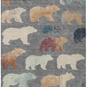 HomeRoots 10' Gray Ivory Bear Washable Area Rug - Stylish Indoor/Outdoor Decor, Machine Washable & Durable Design 660360