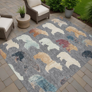 HomeRoots 10' Gray Ivory Bear Washable Area Rug - Stylish Indoor/Outdoor Decor, Machine Washable & Durable Design 660360