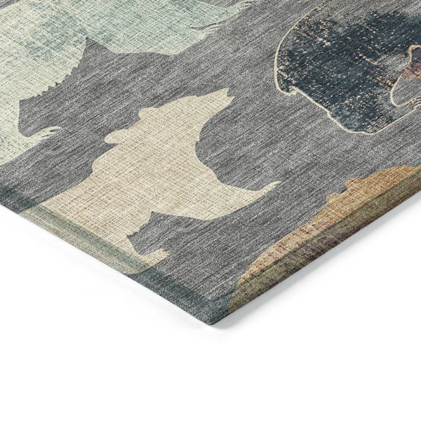HomeRoots 10' Gray Ivory Bear Washable Area Rug - Stylish Indoor/Outdoor Decor, Machine Washable & Durable Design 660360