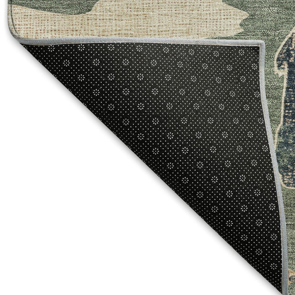 HomeRoots 8' X 10' Bear Washable Area Rug – Rustic Green, Ivory & Copper Design for Indoor/Outdoor Use! 660364
