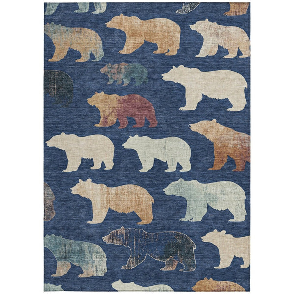 HomeRoots 5' X 8' Washable Indoor Outdoor Area Rug with Rustic Bear Design - Durable, Fade-Resistant, Stylish! 660368