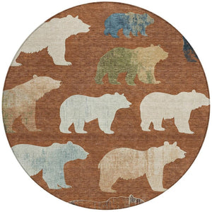 HomeRoots 8' Chili Red Bear Area Rug - Stylish, Washable Indoor/Outdoor Design for High-Traffic Spaces 660375