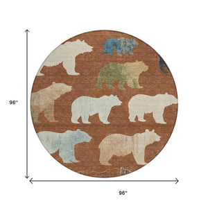 HomeRoots 8' Chili Red Bear Area Rug - Stylish, Washable Indoor/Outdoor Design for High-Traffic Spaces 660375