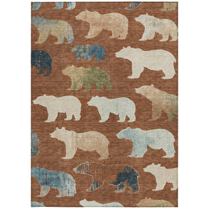 HomeRoots 9' X 12' Chili Red Bear Indoor Outdoor Area Rug - Durable, Washable, Perfect for High-Traffic Spaces 660377