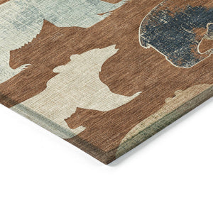 HomeRoots 10' Chili Red Ivory Beige Bear Area Rug - Washable Indoor & Outdoor Carpet for Family Spaces & Patios 660378