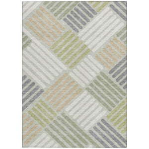 HomeRoots 5' Stylish Artichoke Green and Gray Geometric Area Rug - Washable Indoor/Outdoor Comfort & Durability 660380