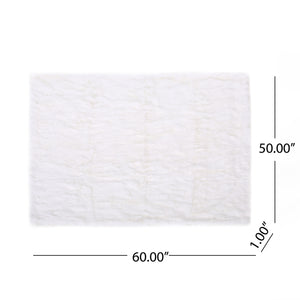 English Elm Christopher Knight Home® - THROW White Faux Rabbit Fur Throw Blanket 50x60in — Plush Cozy Glam Accent, Ivory Back, Dry Clean Only 66039.00