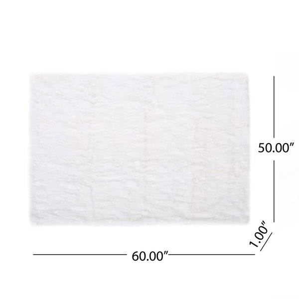 English Elm Christopher Knight Home® - THROW White Faux Rabbit Fur Throw Blanket 50x60in — Plush Cozy Glam Accent, Ivory Back, Dry Clean Only 66039.00