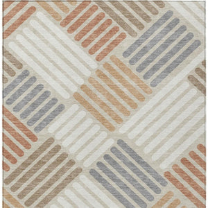 HomeRoots 8' X 10' Geometric Washable Area Rug in Copper, Ivory & Rust - Durable, Stylish for Indoor/Outdoor Use 660394