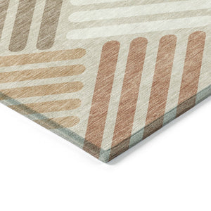 HomeRoots 8' X 10' Geometric Washable Area Rug in Copper, Ivory & Rust - Durable, Stylish for Indoor/Outdoor Use 660394