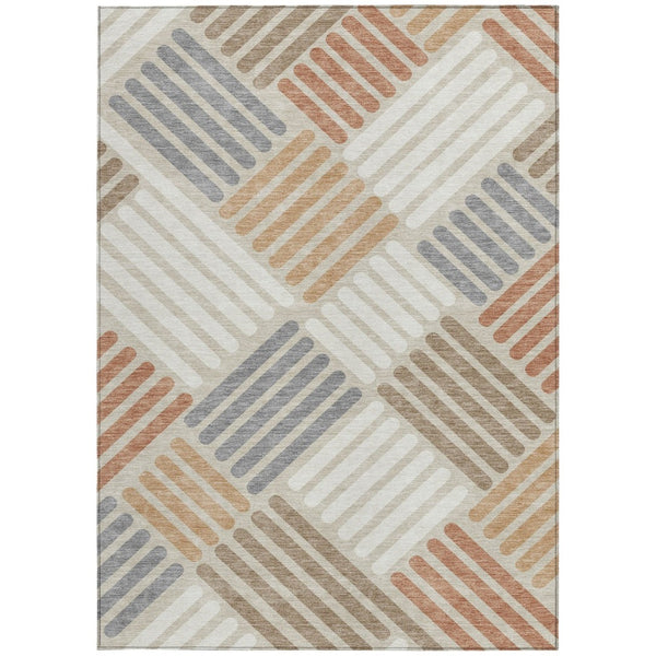 HomeRoots 10' Geometric Copper Ivory & Rust Area Rug - Washable, Durable for Indoor/Outdoor Spaces & High Traffic 660396