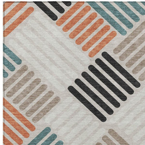 HomeRoots 8' X 10' Geometric Sand Ivory & Black Area Rug – Stylish, Durable, Washable for Indoor & Outdoor Use 660400