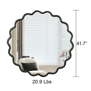 English Elm Solid Wood Wavy Mirror - Elegant Black Vanity Decor For Bathrooms, Living Rooms, And Entryways W1445P189554-GIGA