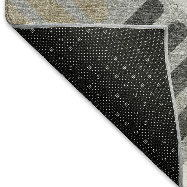 HomeRoots 10' Gray Ivory Tan Geometric Washable Area Rug – Stylish Indoor Outdoor Essential for Modern Homes 660414