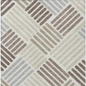HomeRoots 10' Stylish Ivory Beige Brown Geometric Washable Indoor Outdoor Area Rug for Modern Homes & Patios 660420