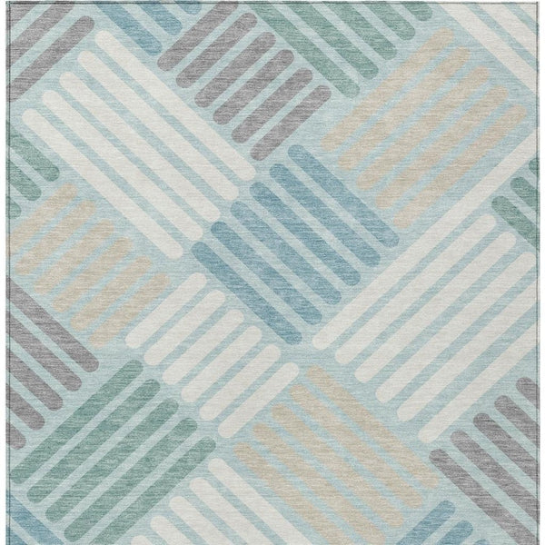 HomeRoots 5' X 8' Pale Aqua Geometric Indoor/Outdoor Area Rug - Stylish, Washable & Durable for Any Space 660428