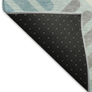 HomeRoots 10' Geometric Washable Area Rug in Pale Aqua, Wheat & Ivory - Durable Indoor/Outdoor Design! 660432