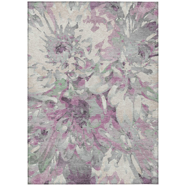 HomeRoots 5' X 8' Blush Ivory Gray Floral Area Rug - Washable, Durable, Perfect for Indoor & Outdoor Spaces! 660440