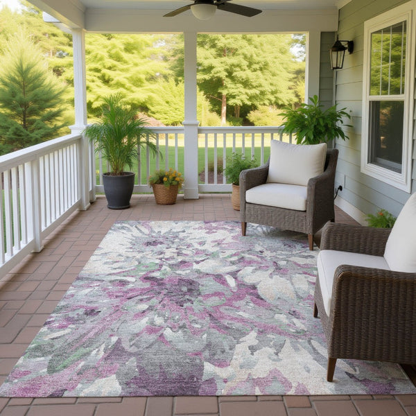 HomeRoots 5' X 8' Blush Ivory Gray Floral Area Rug - Washable, Durable, Perfect for Indoor & Outdoor Spaces! 660440