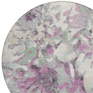 HomeRoots 8' Elegant Blush Ivory Gray Round Floral Rug - Washable, Durable, Perfect for Indoor & Outdoor Spaces! 660441