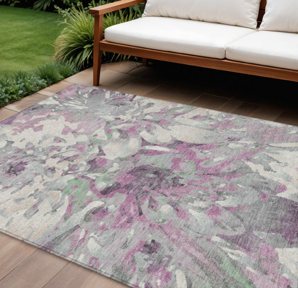 HomeRoots 9' X 12' Blush Ivory Gray Floral Indoor Outdoor Area Rug – Durable, Washable, Elegant for Any Space 660443
