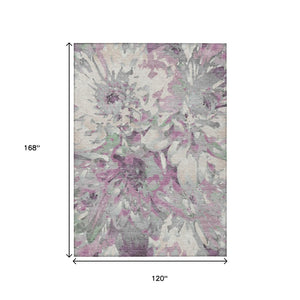 HomeRoots 10' Washable Blush Ivory Gray Floral Area Rug – Durable & Stylish for Indoor or Outdoor Spaces 660444