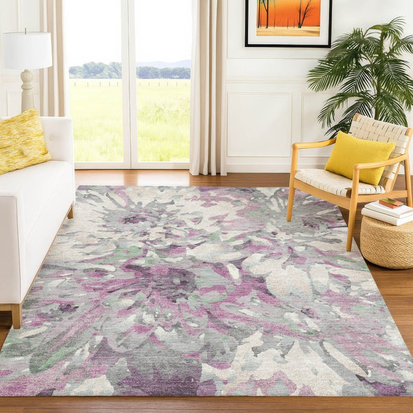 HomeRoots 10' Washable Blush Ivory Gray Floral Area Rug – Durable & Stylish for Indoor or Outdoor Spaces 660444