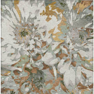 HomeRoots 5' Copper Gray and Ivory Floral Area Rug - Washable, Durable Design for Indoor & Outdoor Use! 660446