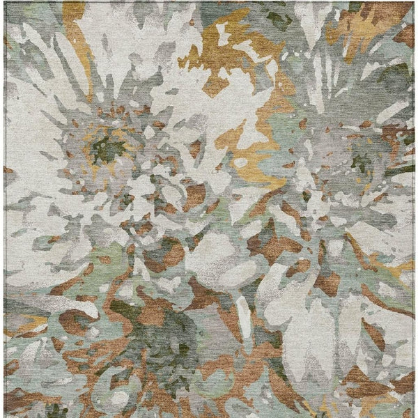 HomeRoots 5' Copper Gray and Ivory Floral Area Rug - Washable, Durable Design for Indoor & Outdoor Use! 660446