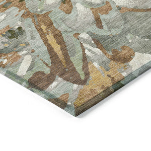 HomeRoots 5' Copper Gray and Ivory Floral Area Rug - Washable, Durable Design for Indoor & Outdoor Use! 660446