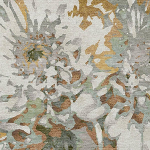 HomeRoots 5' Copper Gray and Ivory Floral Area Rug - Washable, Durable Design for Indoor & Outdoor Use! 660446