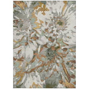 HomeRoots 8' Copper Gray & Ivory Floral Washable Area Rug - Durable Indoor/Outdoor Design, Stylish & Easy Care 660448