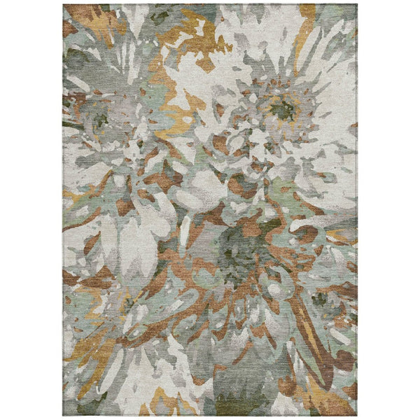 HomeRoots 8' Copper Gray & Ivory Floral Washable Area Rug - Durable Indoor/Outdoor Design, Stylish & Easy Care 660448