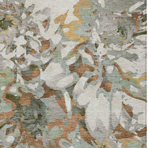 HomeRoots 8' Copper Gray & Ivory Floral Washable Area Rug - Durable Indoor/Outdoor Design, Stylish & Easy Care 660448