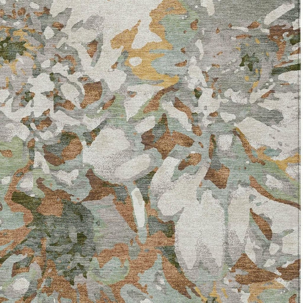 HomeRoots 8' Copper Gray & Ivory Floral Washable Area Rug - Durable Indoor/Outdoor Design, Stylish & Easy Care 660448