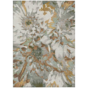 HomeRoots 10' Copper Gray and Ivory Floral Washable Area Rug for Indoor/Outdoor Use - Durable & Stylish Decor 660450