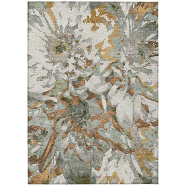 HomeRoots 10' Copper Gray and Ivory Floral Washable Area Rug for Indoor/Outdoor Use - Durable & Stylish Decor 660450