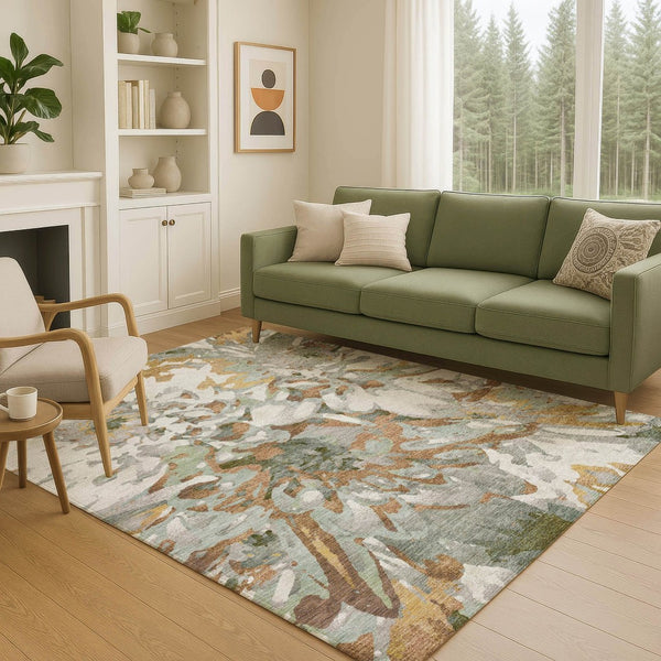 HomeRoots 10' Copper Gray and Ivory Floral Washable Area Rug for Indoor/Outdoor Use - Durable & Stylish Decor 660450
