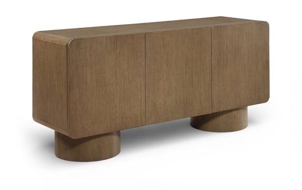Meridian Furniture Adagio Oak Veneer Sideboard Buffet with Soft Close Drawers for Elegant Dining Room Storage Brown 66045Brown