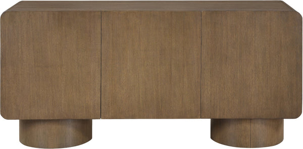 Meridian Furniture Adagio Oak Veneer Sideboard Buffet with Soft Close Drawers for Elegant Dining Room Storage Brown 66045Brown