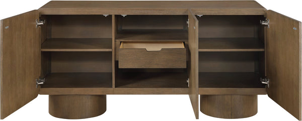 Meridian Furniture Adagio Oak Veneer Sideboard Buffet with Soft Close Drawers for Elegant Dining Room Storage Brown 66045Brown
