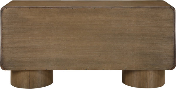 Meridian Furniture Adagio Oak Veneer Sideboard Buffet with Soft Close Drawers for Elegant Dining Room Storage Brown 66045Brown